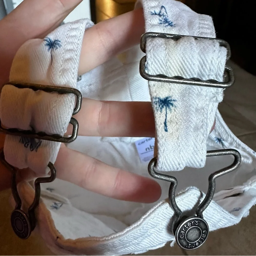 Newborns summer white cutoff beach bum overalls